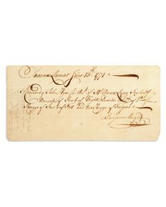 Lopez, Aaron (1731–82). Manuscript note: "Received of John Hyer for Acct. of Mr. Aaron Lopez six half barrels of Jew beef… four keggs of Jew beef salt and two kegs of tongue."