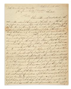Mordecai, Jacob. Autograph Letter Signed, written to the Corresponding Committee of the Reformed Society of Israelites in Charleston.