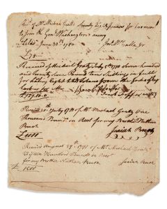 (Washington, George / Gratz, Michael). Manuscript ledger of Gratz’s expenses. 