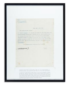 (Father of Political Zionism, 1860-1904). Typed Letter Signed; counter-signed by Alexander Mamoreck, secretary of the Action Committee. German.