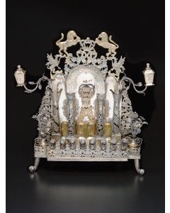 UKRAINIAN SILVER CHANUKAH LAMP.