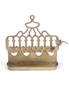 NORTH AFRICAN BRASS CHANUKAH LAMP.