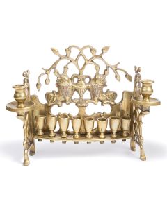 HEAVY POLISH BRASS CHANUKAH LAMP.