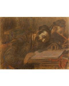 Talmud Students (study for an oil painting).