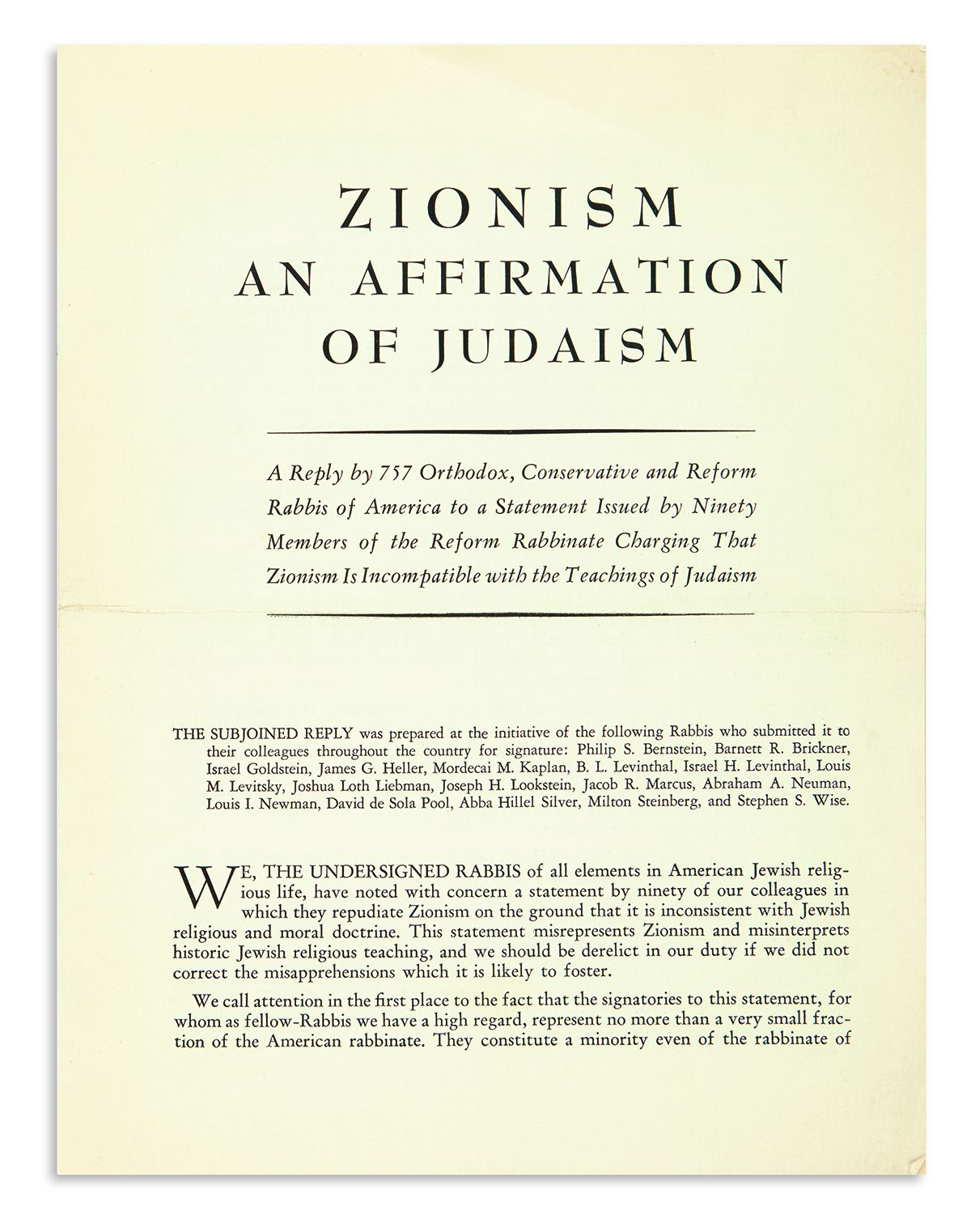 Zionism: An Affirmation of Judaism.