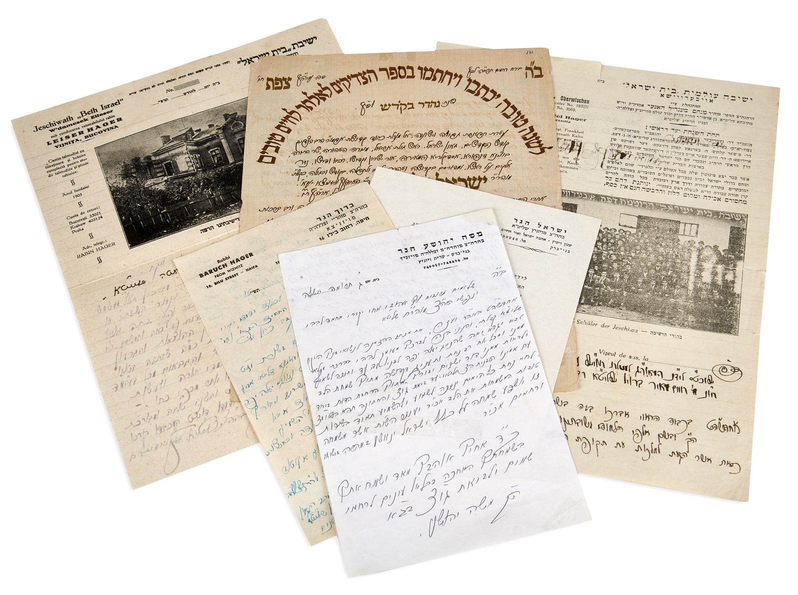 Group of ten Letters pertaining to Vishnitz Chassiduth.