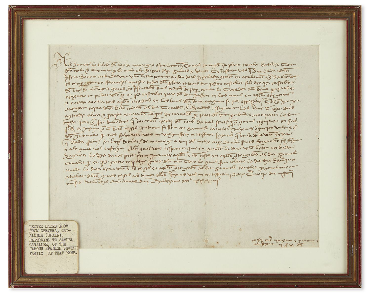 Notification document of the Bailiff of the Court of Cervera concerning Samuel Cavaller(ia)