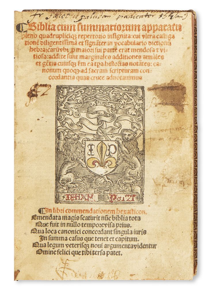 Latin). Biblia cum summariorum apparatu pleno quadruplice repertorio insignita. Latin). Biblia cum summariorum apparatu pleno quadruplice repertorio insignita.