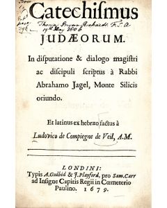 YAGEL, ABRAHAM BEN CHANANIAH. Catechismus Judaeorum [Jewish catechism for children]