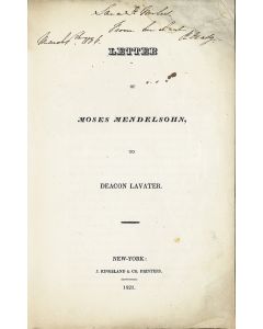 Letter of Moses Mendelsohn, to Deacon Lavater.