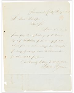 Moses Hyman. Autograph Letter Signed, written in English to Sir Moses Montefiore, London.