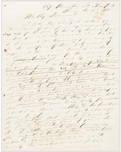 Rev. Samuel Myer Isaacs. Autograph Letter Signed, written in English (with three words in Hebrew) to Sir Moses Montefiore. Sending funds from his Congregation, Shaaray Tefillah of New York, “for the poor of the Holy Land.”