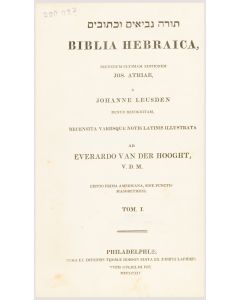 (Bible, Hebrew). Torah Nevi’im U’Kethuvim / Biblia Hebraica… Editio Prima Americana.