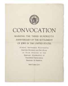 Convocation Marking the Three Hundredth Anniversary of the Settlement of Jews in the United States.