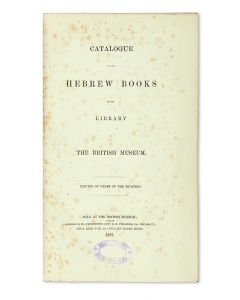 Joseph Zedner. Catalogue of the Hebrew Books in the Library of the British Museum.