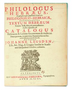 Philologus Hebraeus, In quo pleraeque quaestiones Generales Philologico-Hebraicae, Concernentes Textum Hebraeum Veteris Test…