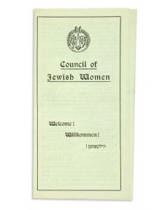 Council of Jewish Women. Welcome! Willkommen! Vilkomen!