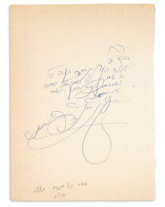 (Kaliver Rebbe, 1923-2019). Autograph Manuscript Signed.