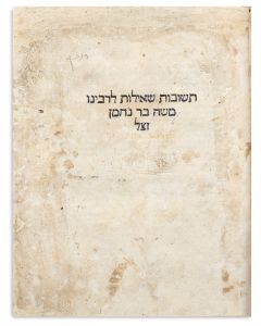  Teshuvoth Shailoth LeRabbeinu Moshe bar Nachman [responsa].