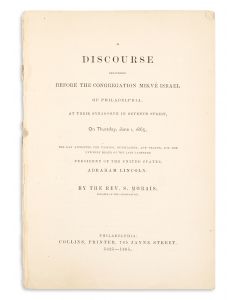 A Discourse Delivered Before the Congregation Mikvé Israel of Philadelphia, On Thursday, June 1, 1865. 