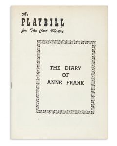 The Diary of Anne Frank. The Playbill for the Cort Theater Production.
