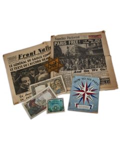 Small group of belongings obtained by an American-Jewish GI who was present in Paris at the time of the liberation of the city.