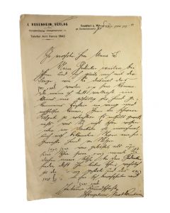(Leader of the Israelitische Religionsgesellschaft Frankfurt, 1870-1965). Autograph Letter Signed, written in German to ŇHerr Unna.Ó