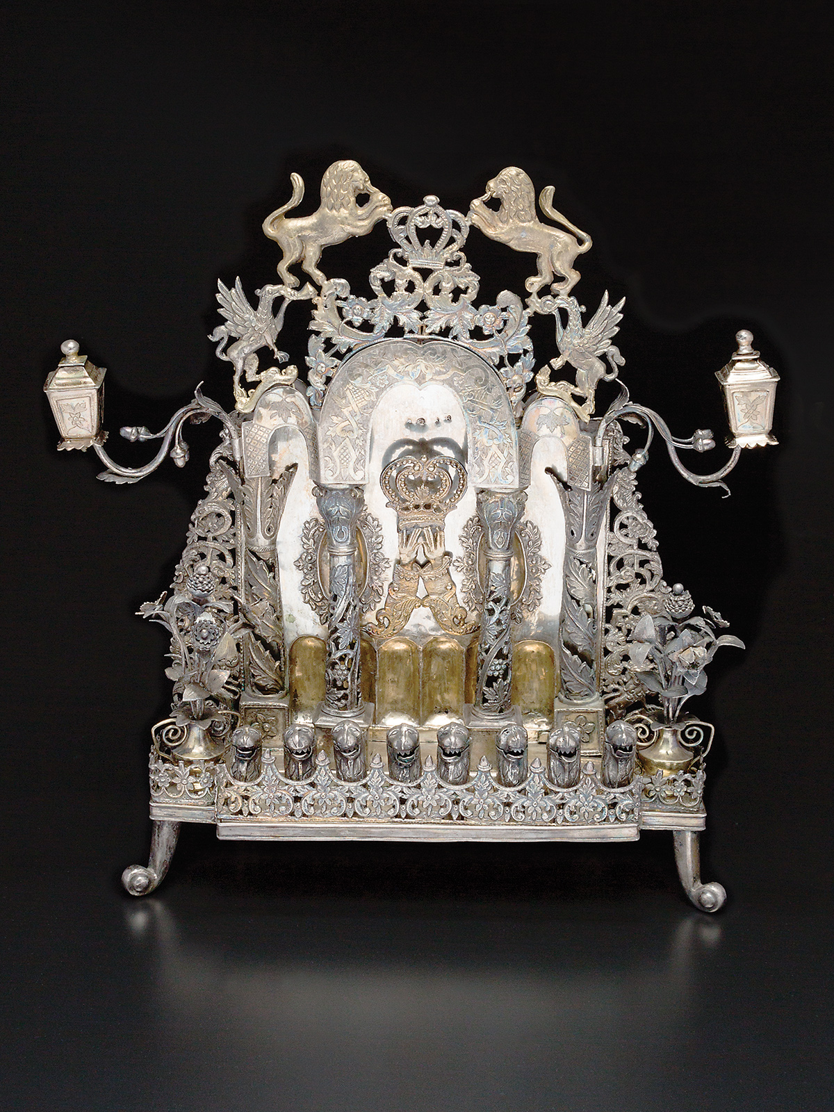 Ukrainian Silver Chanukah Lamp. <p>From the Collection of Michael & Judy Steinhardt. <p>c. 1850. <p>Sold at auction 7th April, 2016. <p>Hammer-price: $35,000. 